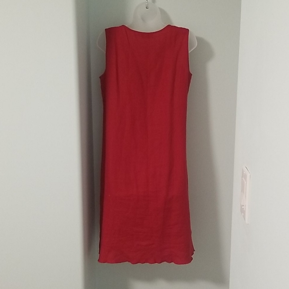 Red linen dress sz M - Picture 3 of 3